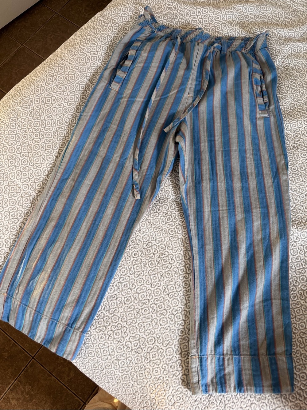 Free People Blue and Gray Striped Relaxed Joggers